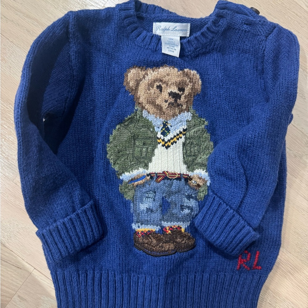 Ralph Lauren Navy Sweater with Bear Motif